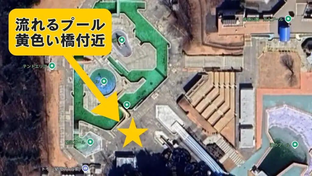 流れるプール黄色い橋付近